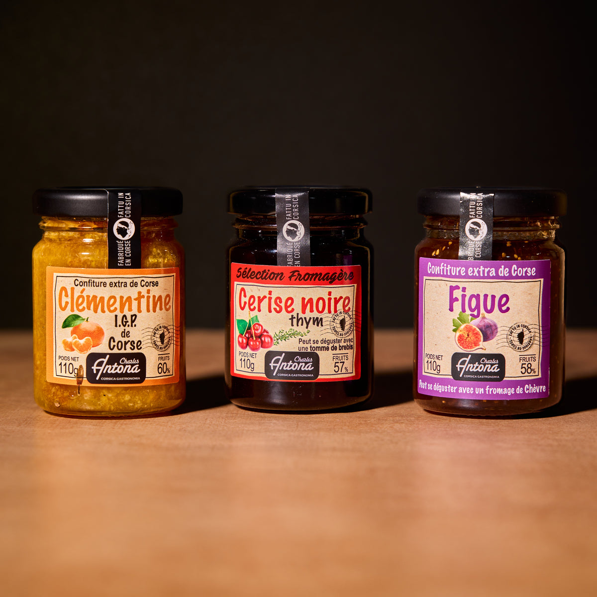 Set of three Antona Corsican confits for cheese