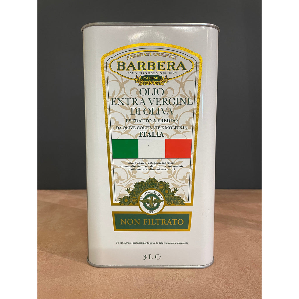 Barbera Extra Virgin Olive Oil. 3 litre (tin) Filtered.100% Italian Olives&Oils(O&O)