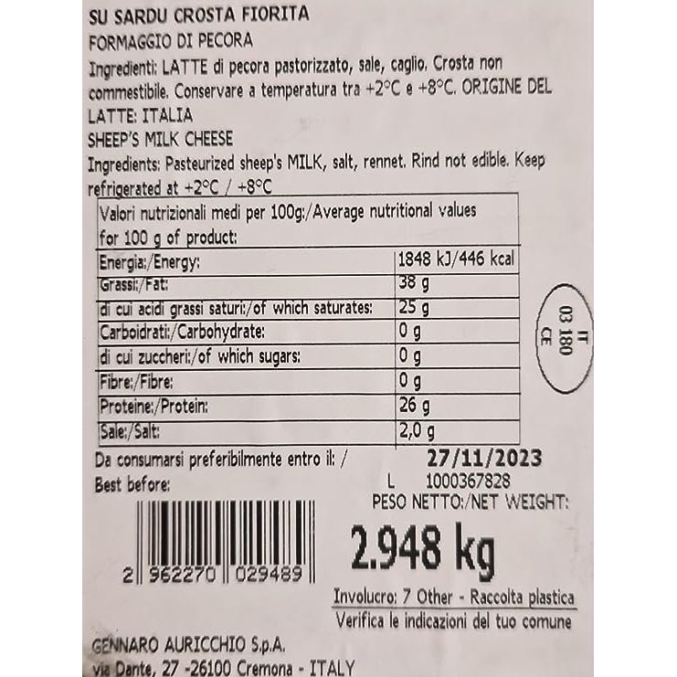 *AMZ* Pecorino Sardo Full Wheel 3.2kg (approx)