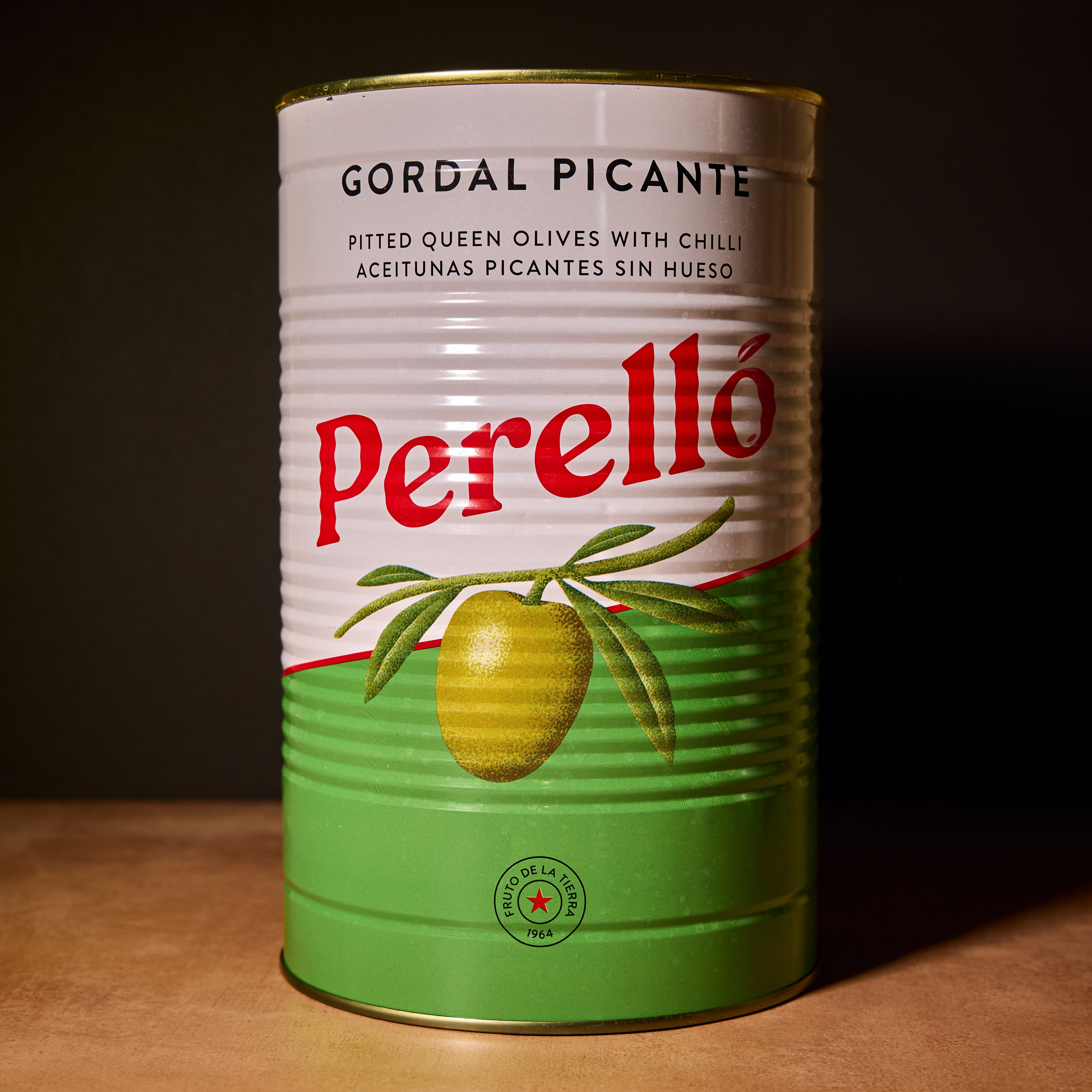 Perello 4.15Kg Gordal Olives.Picante(Catering Tin) 2kg(Net Drained) Olives&Oils(O&O)