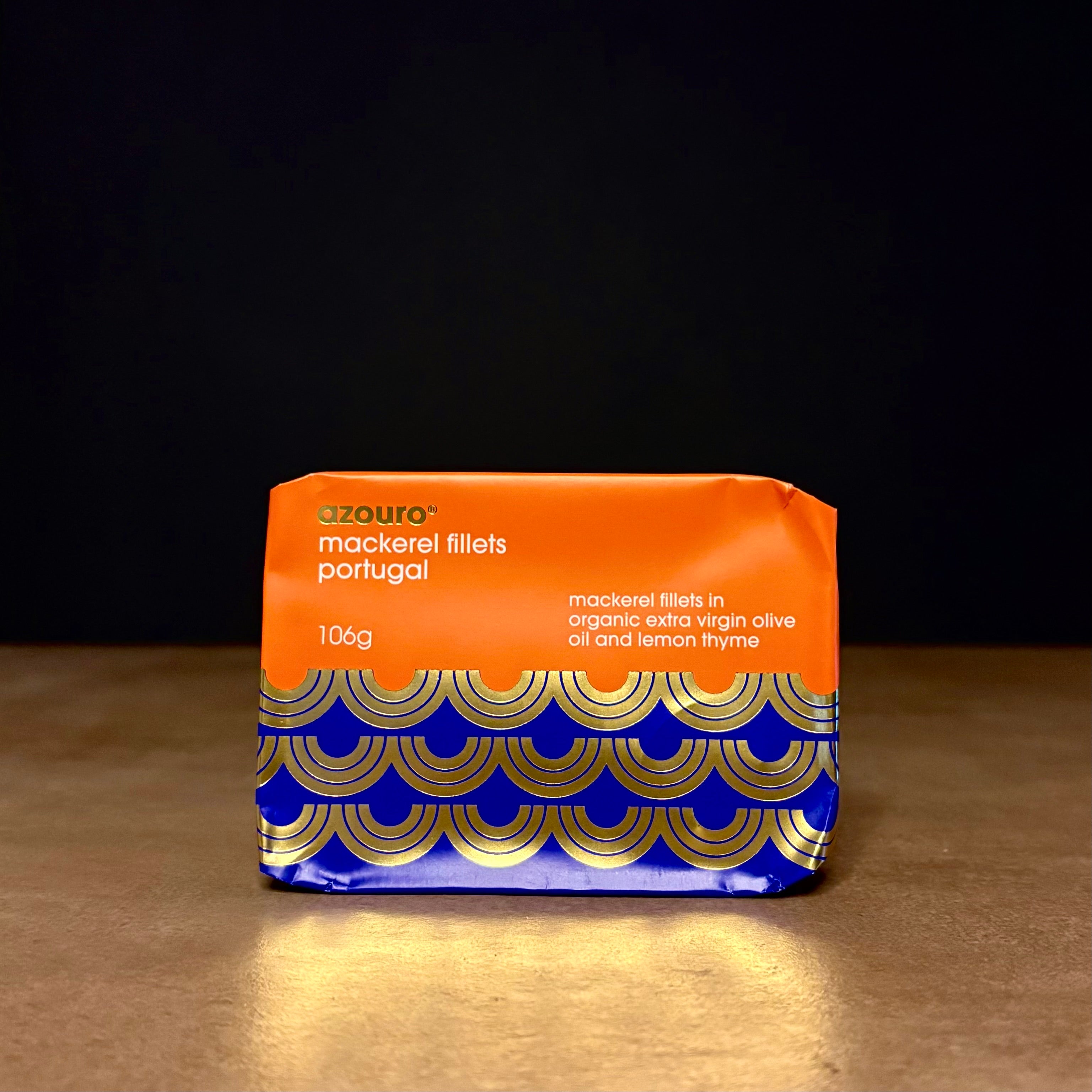 Azouro mackerel fillets in lemon, thyme and olive oil, 106g tin