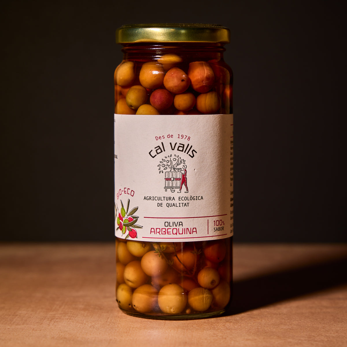 Cal Valls organic Arbequina olives, 350g jar