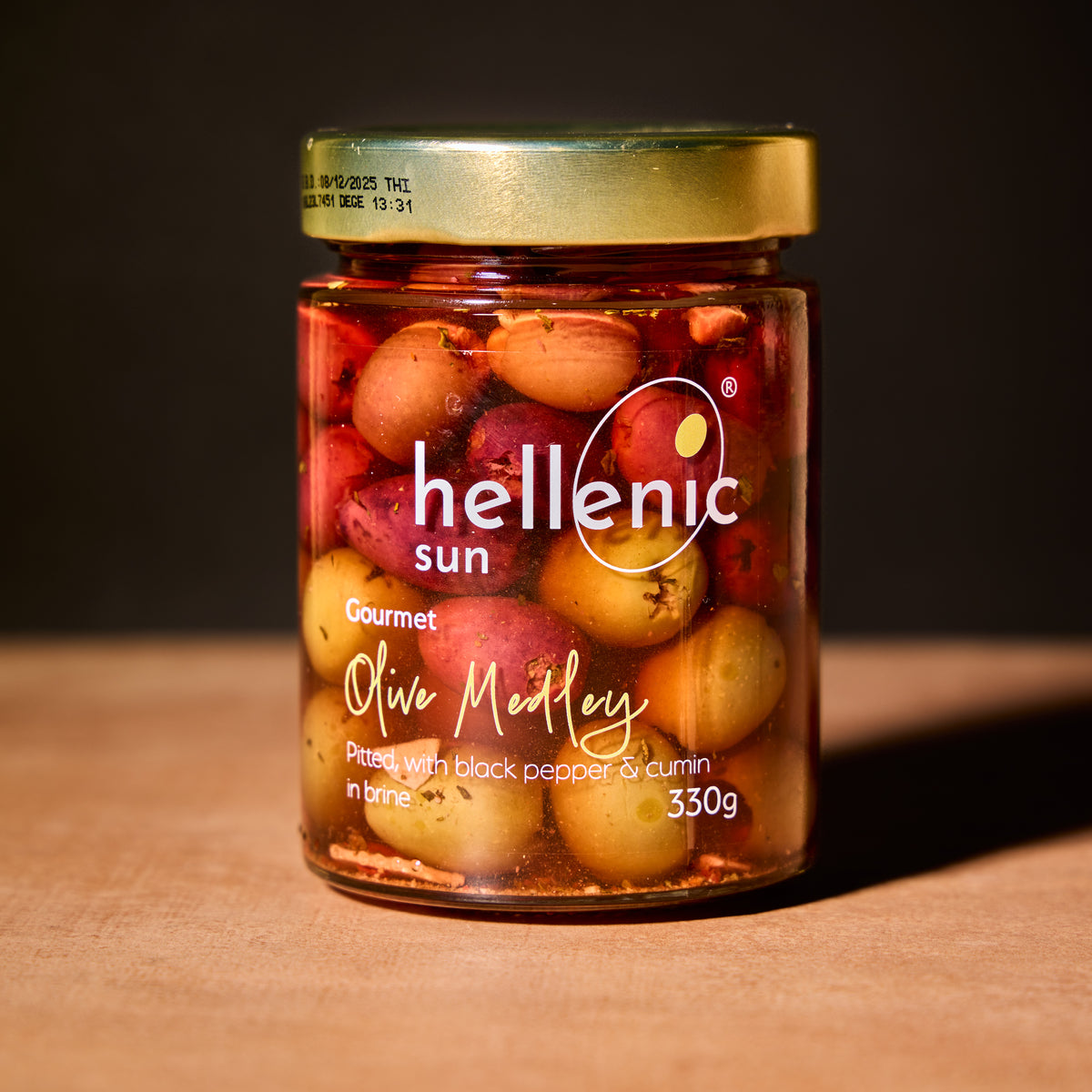 Hellenic Sun olives with black pepper and cumin, 330g jar