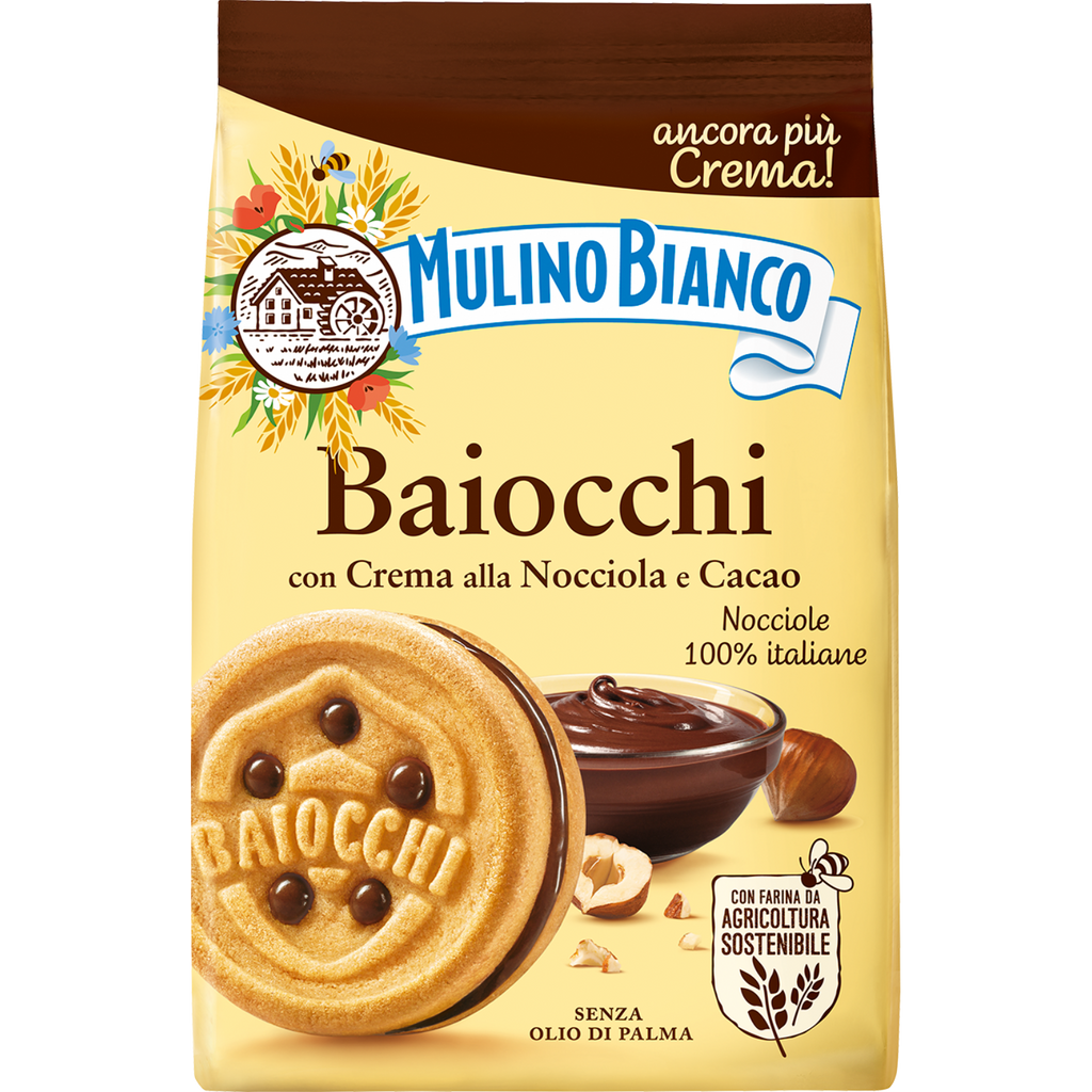 Mulino Bianco. Baiocchi with Hazelnut & Cocoa Cream 260g Olives&Oils(O&O)