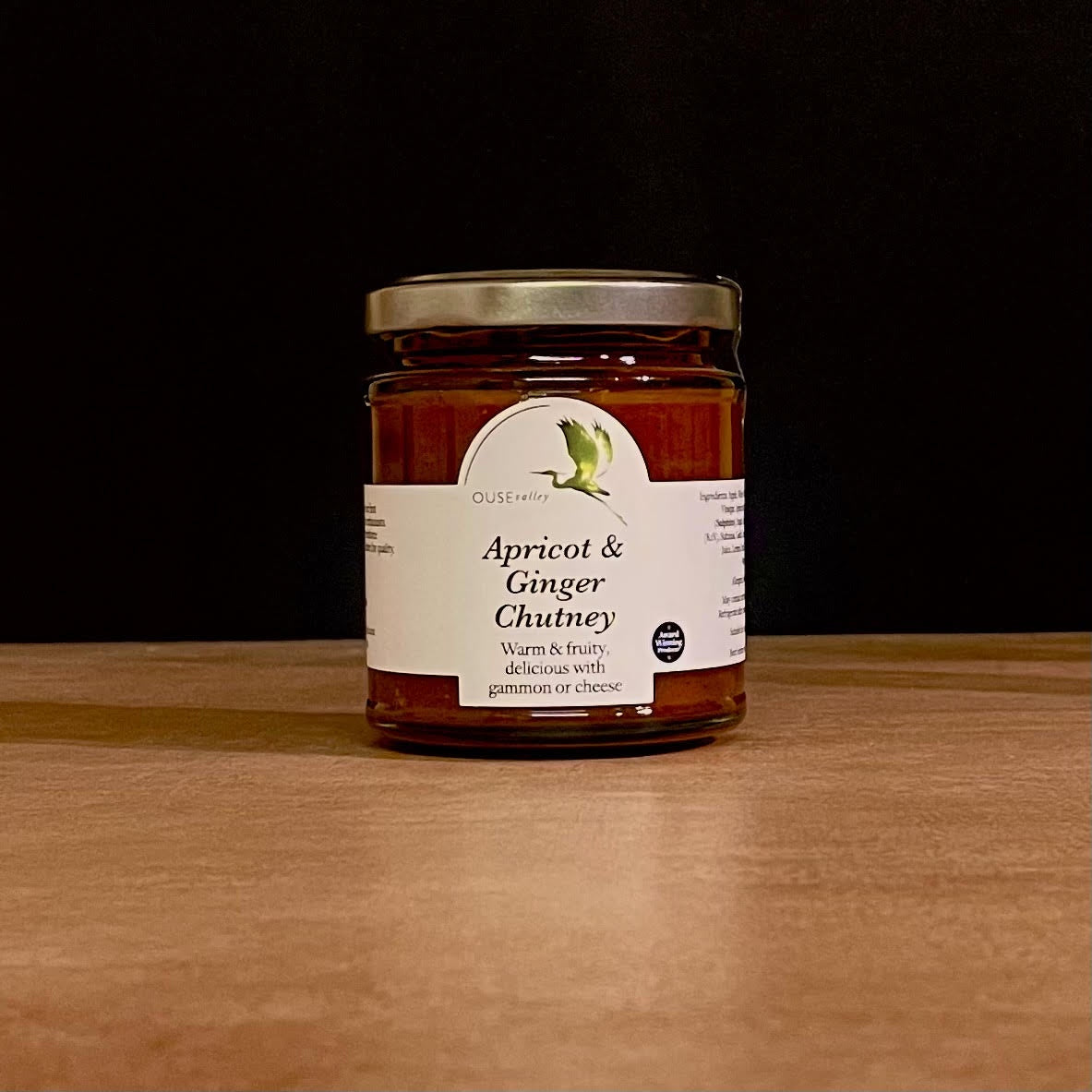 Ouse Valley apricot and ginger chutney, 220g jar